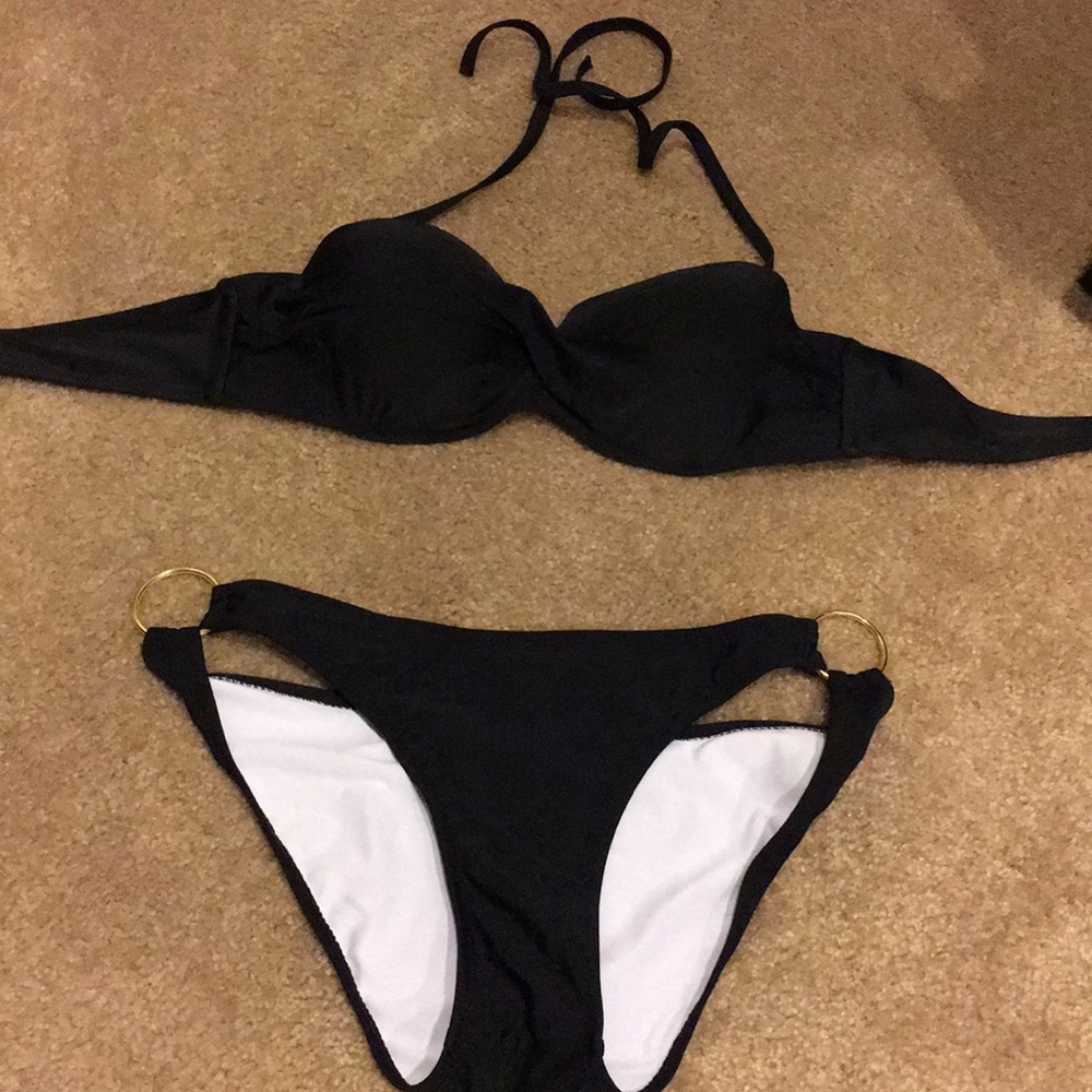 Black bikini with gold circle accents NWOT